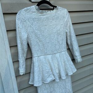 Dainty Jewells White Lace peplum Midi dress